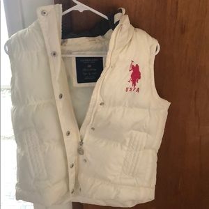 White Puffy Ralph Lauren Vest with Hood